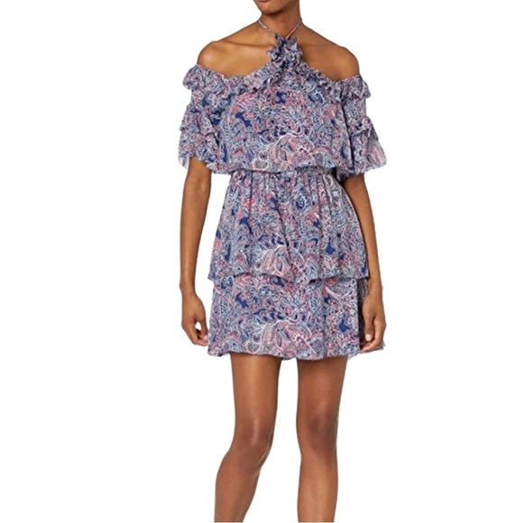 Parker Dresses & Skirts - PARKER 100% Silk Lorenzo Paisley Cold Shoulder Halter Dress Size 0